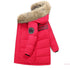 Children Winter Coat Snow Wear Kids Boy Outerwear Big Fur White Duck Down Long Style Zipper Solid Color Boy Jacket